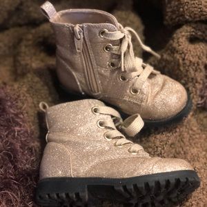 Gold glitter ankle boots